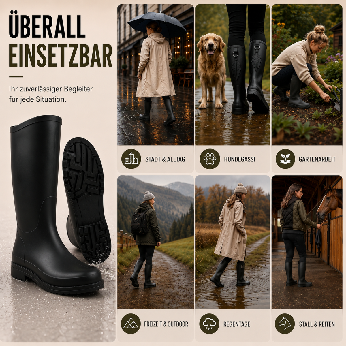 Waterdichte Regenlaarzen Dames Halfhoog PVC Slip-On Laarzen Voorjaar Herfst Weerbestendige Tuinlaarzen | Sansoti