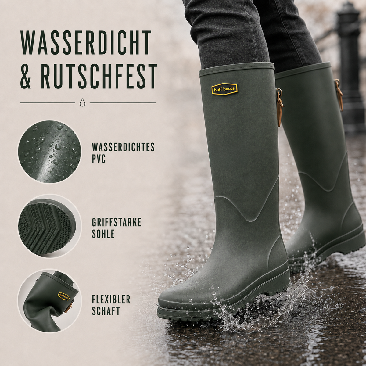 Waterproof Knee-High PVC Rain Boots Women's Men's Unisex Garden Mud Outdoor Living Durable Grip Comfort | Sansoti