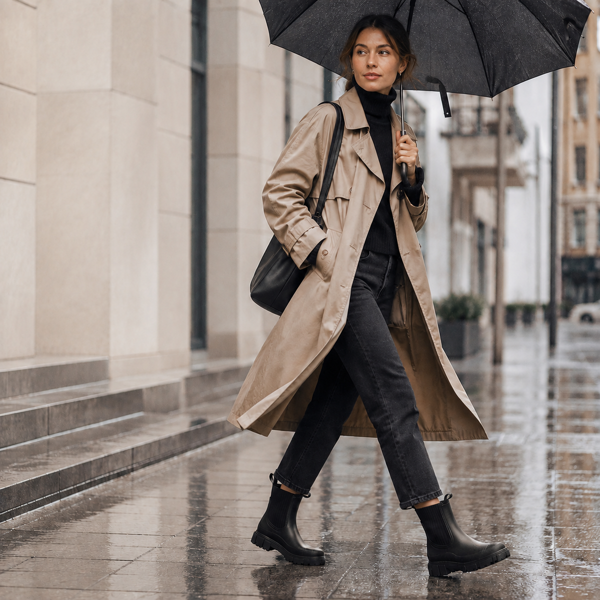 Wasserabweisende Chelsea-Regenstiefel für Damen mit rutschfester Gummisohle, zum Hineinschlüpfen, knöchelhoch, für Herbst und Winter, bequem | Sansoti
