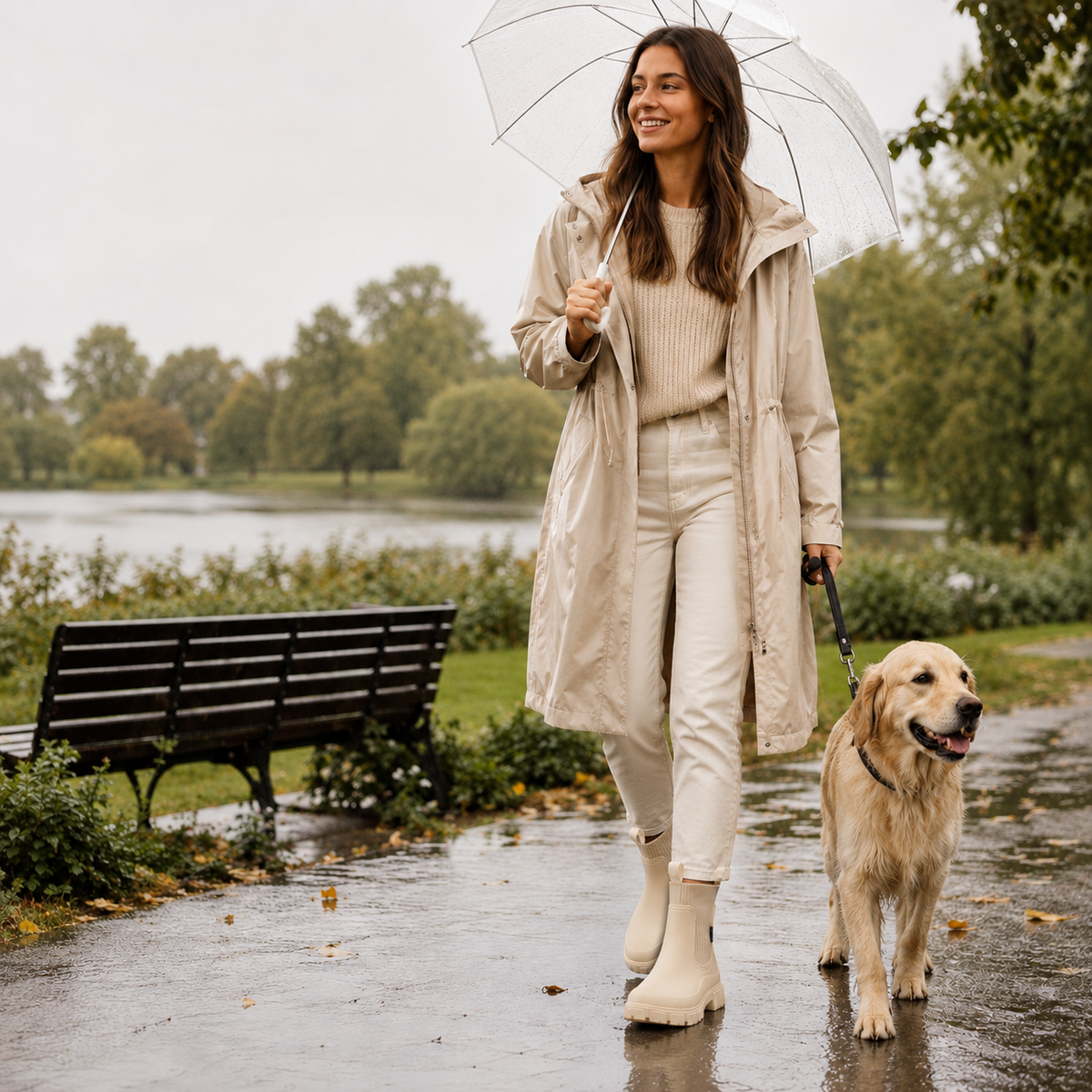 Wasserabweisende Chelsea-Regenstiefel für Damen mit rutschfester Gummisohle, zum Hineinschlüpfen, knöchelhoch, für Herbst und Winter, bequem | Sansoti