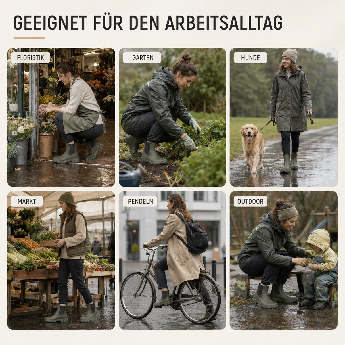 Wasserabweisende Chelsea-Regenstiefel für Damen mit rutschfester Gummisohle, zum Hineinschlüpfen, knöchelhoch, für Herbst und Winter, bequem | Sansoti