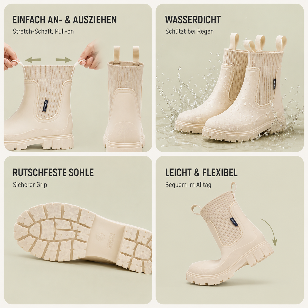 Waterdichte Chelsea Regenlaarzen Dames Antislip Zool Flexibel PVC Slip-On Enkelhoog Comfortabel Herfst Winter | Sansoti