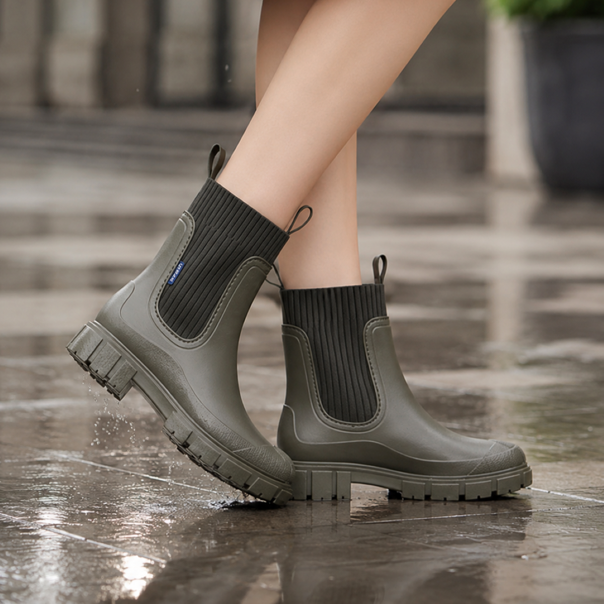 Waterdichte Chelsea Regenlaarzen Dames Antislip Zool Flexibel PVC Slip-On Enkelhoog Comfortabel Herfst Winter | Sansoti