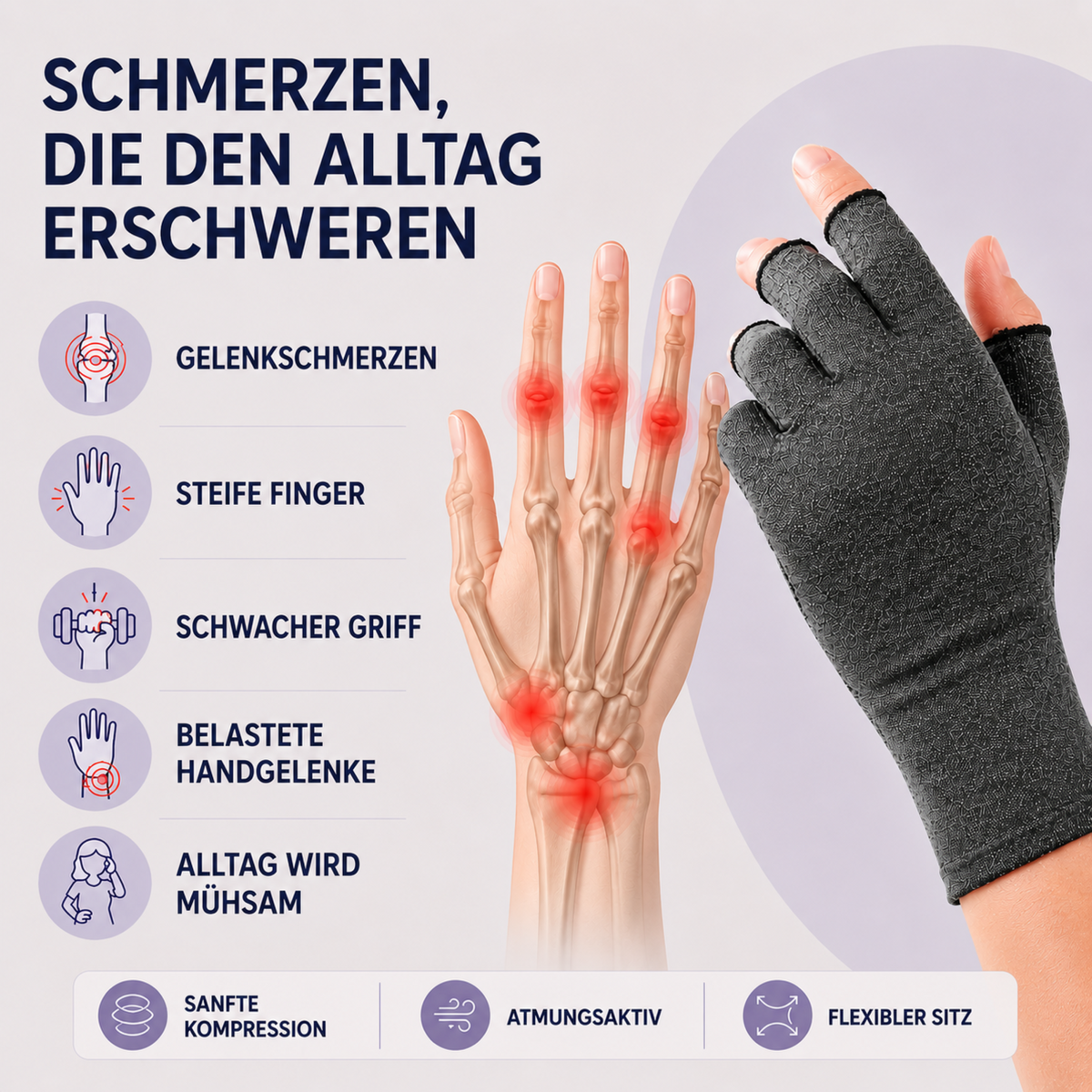 Unisex Fingerless Compression Gloves for Arthritis Wrist and Hand Support Daily Use | Sansoti