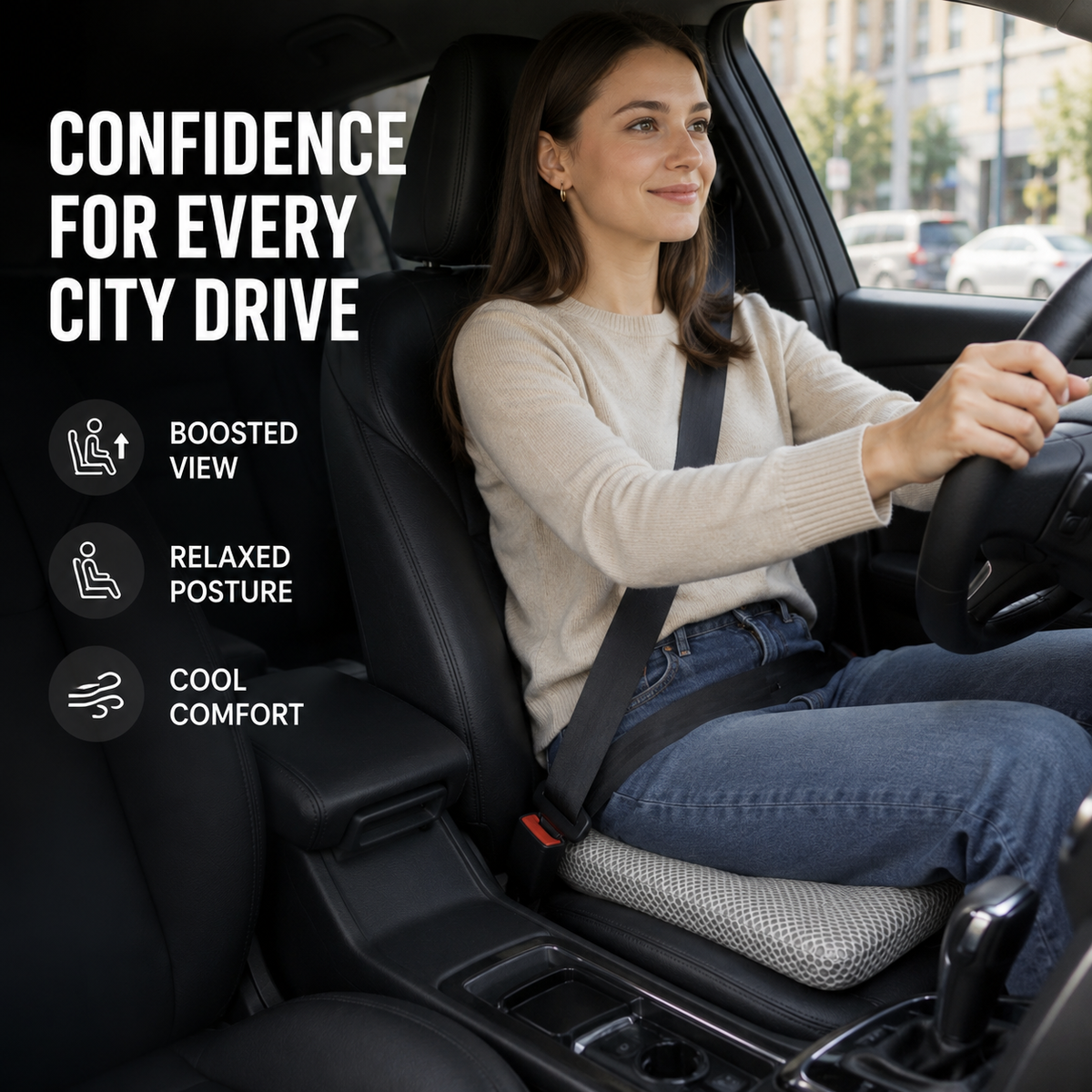 Zitkussen Auto met Honingraatstructuur Ademend Comfort Verhoging Stoelkussen Ergonomisch Autorijden Lange Ritten | Sansoti