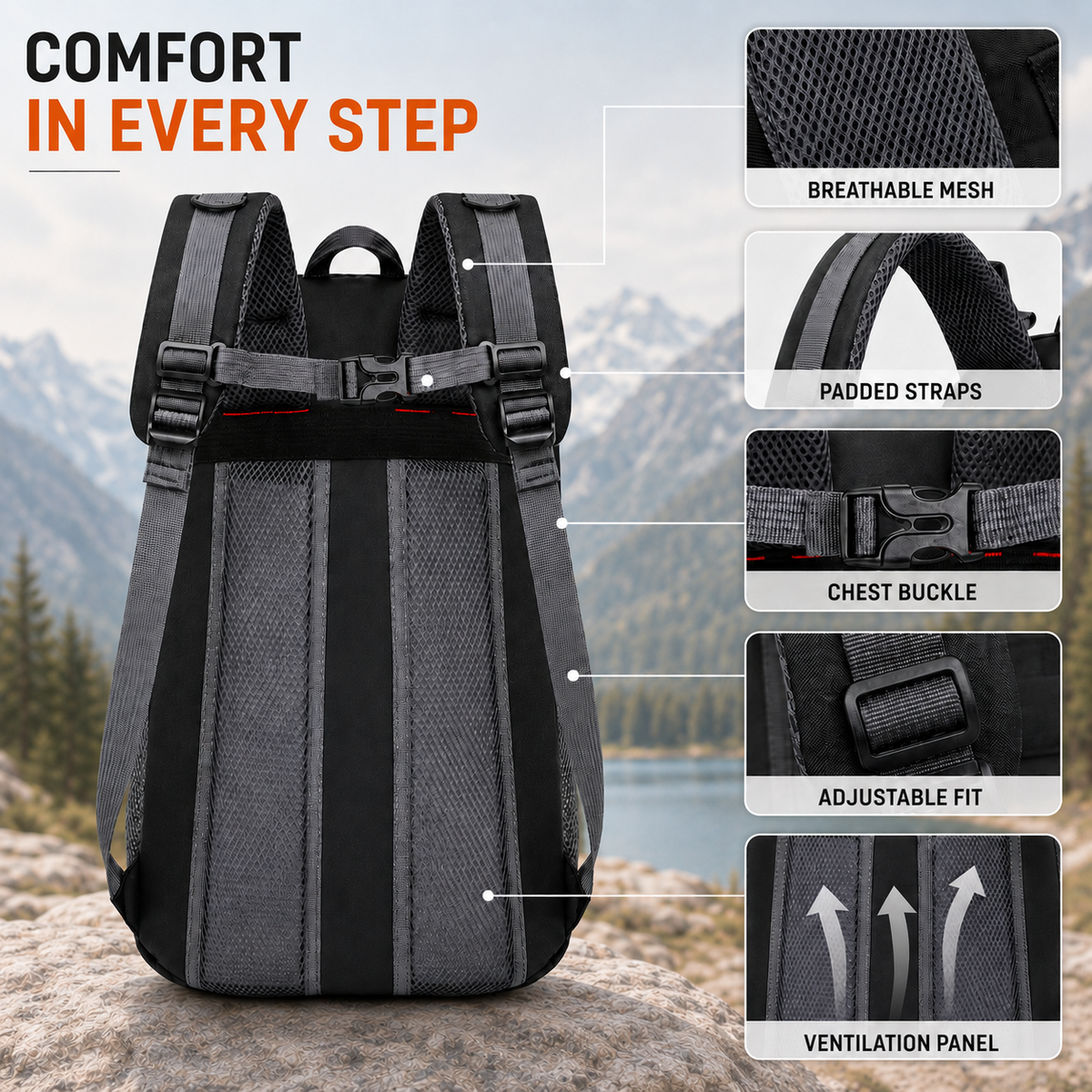 40L Hiking Backpack with Multiple Compartments Adjustable Carrying Comfort Hiking Outdoor Daily Use Backpack | Sansoti