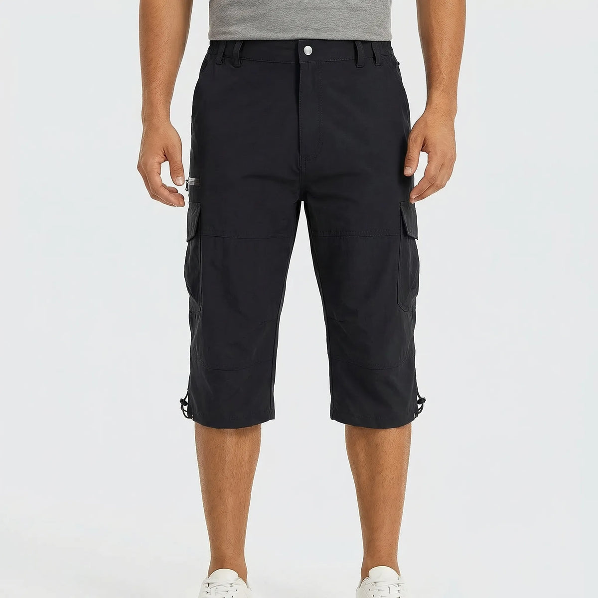 Cargo-Wandershorts für Herren Schnelltrocknend Bis zum Knie Mehrere Taschen Outdoor-Bermudashorts Elastischer Bund Sommer Casual | Sansoti