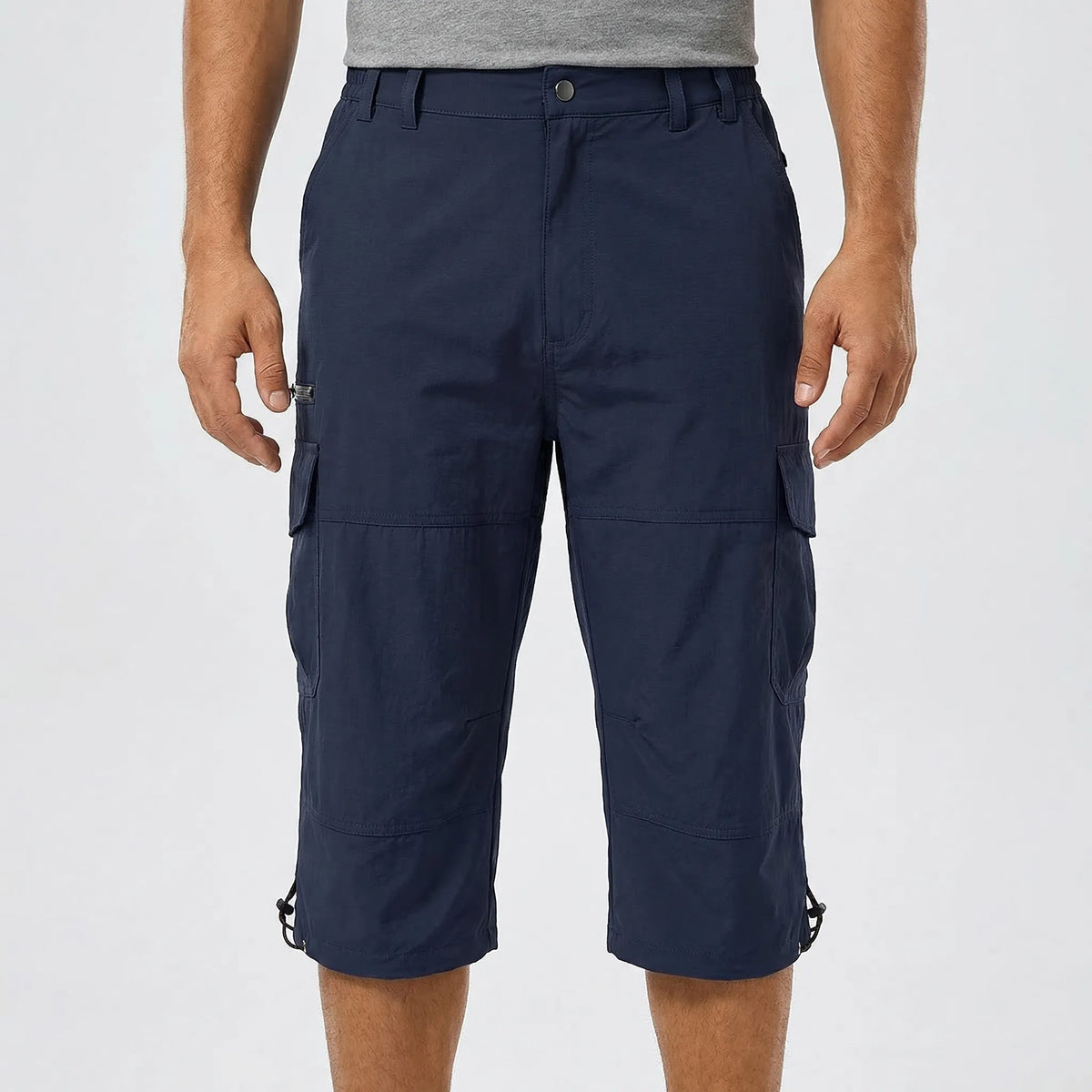 Cargo-Wandershorts für Herren Schnelltrocknend Bis zum Knie Mehrere Taschen Outdoor-Bermudashorts Elastischer Bund Sommer Casual | Sansoti