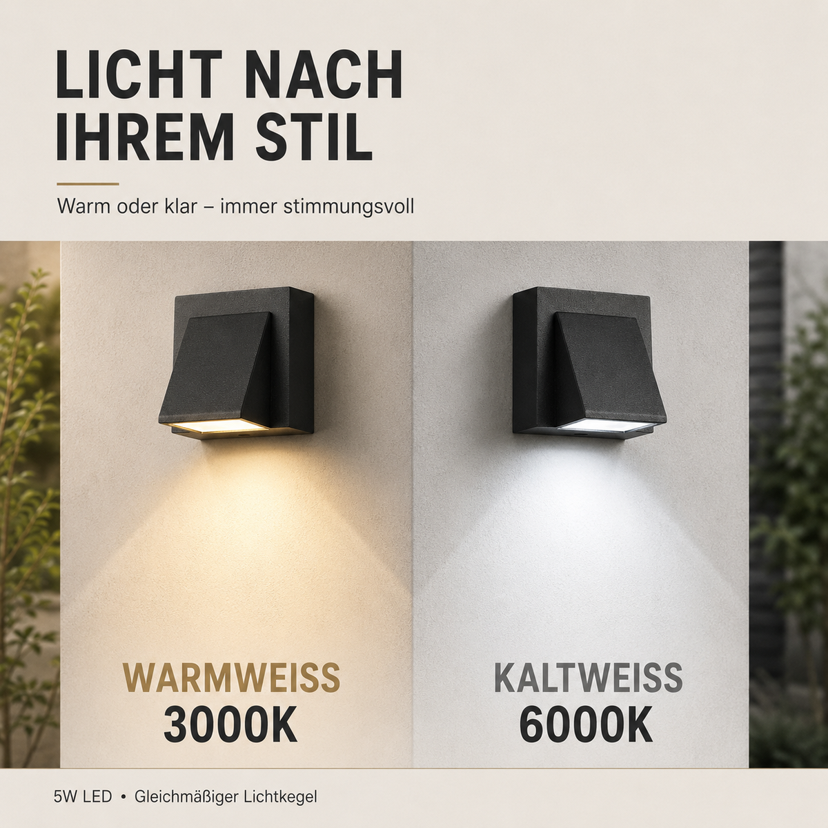 Buitenwandlamp LED IP65 Waterdicht 5W Moderne Wandverlichting voor Tuin Balkon Voordeur Sfeerverlichting Buiten | Sansoti