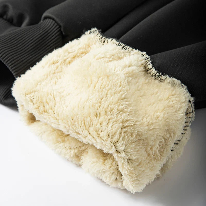 Lined Joggers with Sherpa Inner Lining, Winter Pants, Fleece, Zippered Pockets, Elastic Waist, Comfort | Sansoti