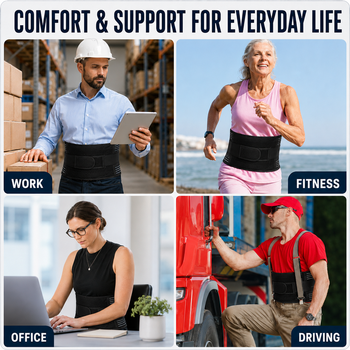 Adjustable Lumbar Support Belt, Breathable Back Brace, Posture Correction for Lifting Work and Daily Use | Sansoti