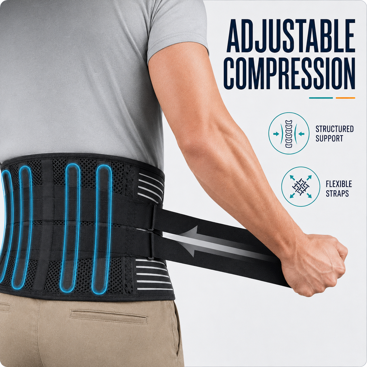 Adjustable Lumbar Support Belt, Breathable Back Brace, Posture Correction for Lifting Work and Daily Use | Sansoti
