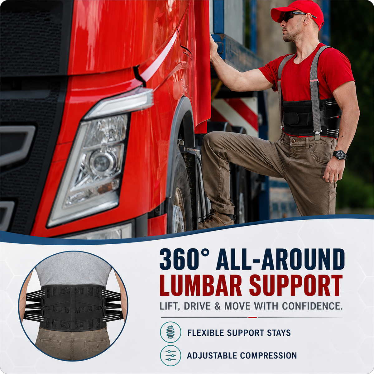 Adjustable Lumbar Support Belt, Breathable Back Brace, Posture Correction for Lifting Work and Daily Use | Sansoti