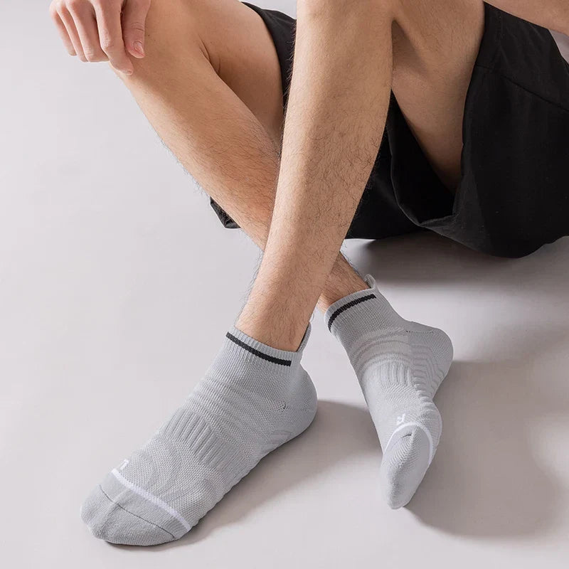 Chaussettes de sport rembourrées à la cheville avec ventilation en mesh, soutien de la voûte plantaire antidérapant - course à pied, entraînement, fitness, marche | Sansoti