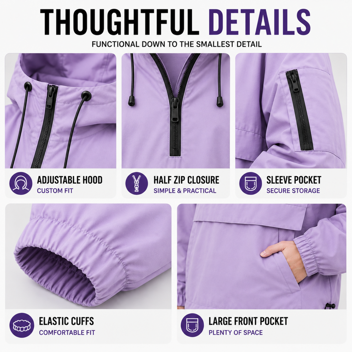 Waterdichte Parka voor Dames Winddichte Winterjas met Capuchon Ritssluiting Functionele Outdoorjas Winterkleding | Sansoti