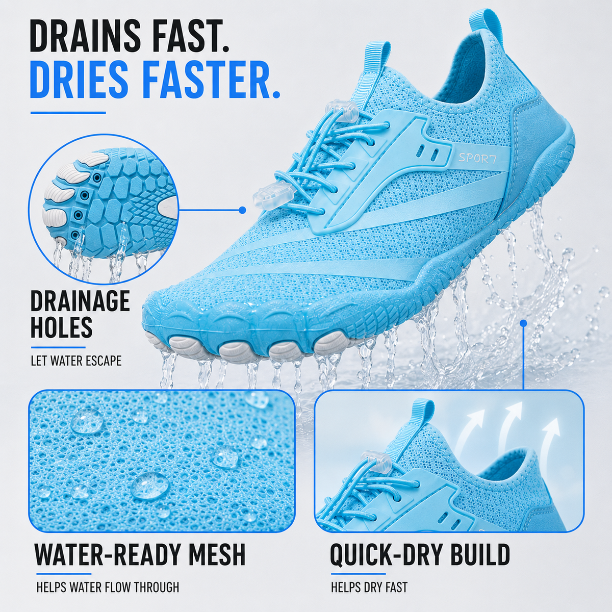Unisex Barevoet Sportschoen met Zachte Zool Ademend Mesh voor Trail Running Watersporten Outdoor Activiteiten | Sansoti