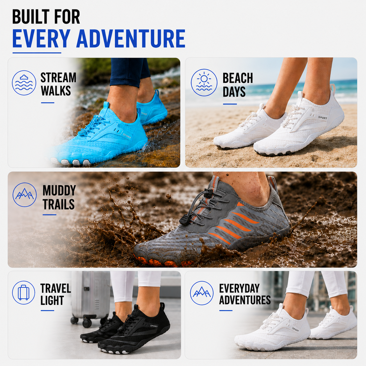Unisex Barevoet Sportschoen met Zachte Zool Ademend Mesh voor Trail Running Watersporten Outdoor Activiteiten | Sansoti