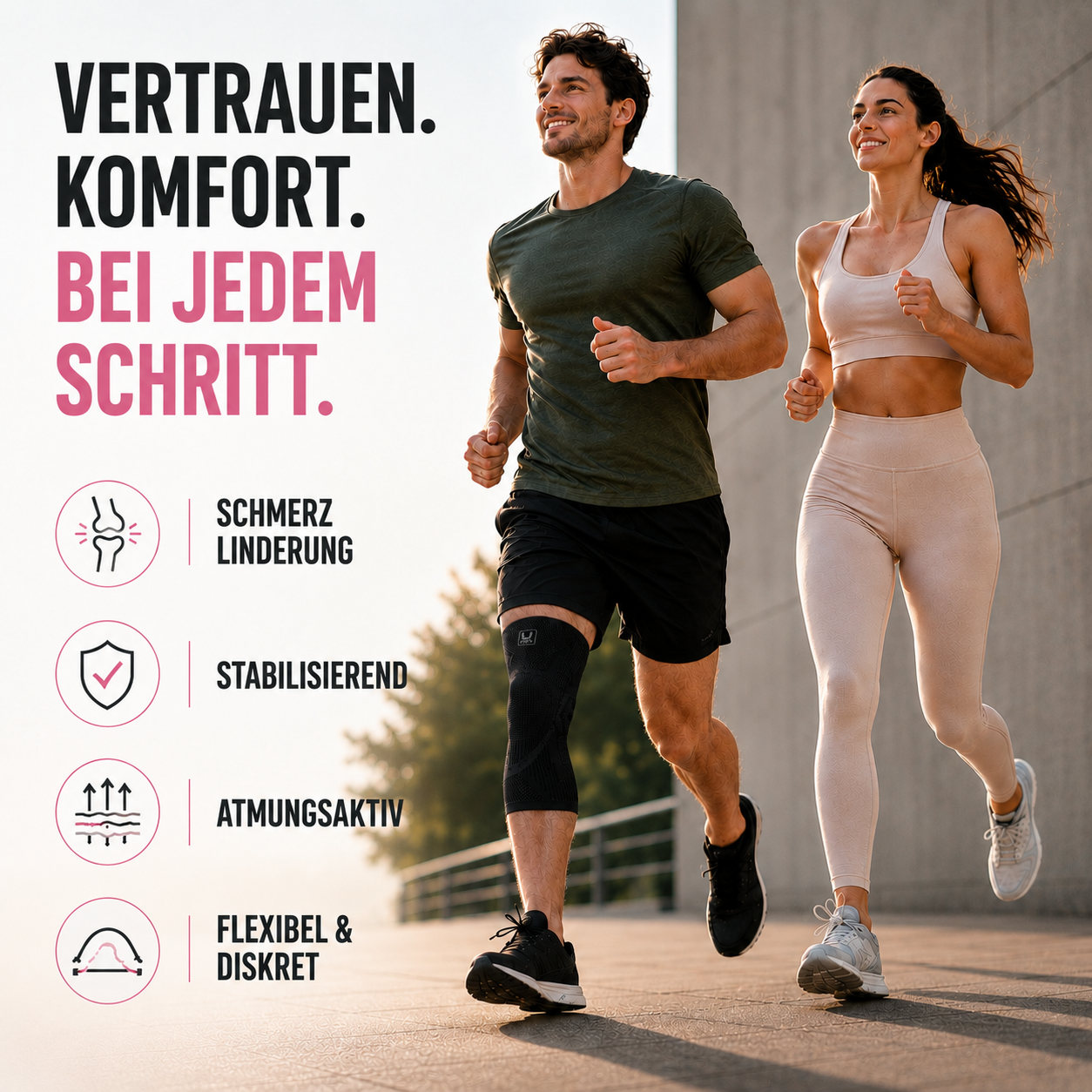 Kompressions-Kniebandage für Sport und Alltag, elastische Unterstützung, Stabilität, Schwellungs- und Verletzungsprävention | Sansoti