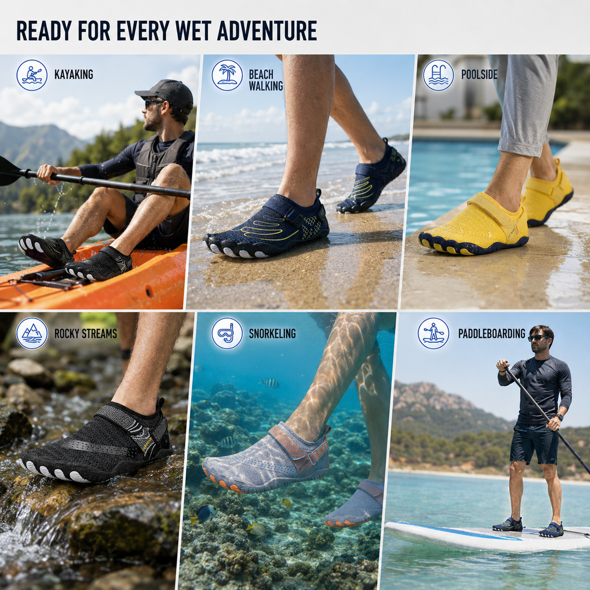 Five-Toe Water Shoes Quick-Drying Non-Slip Swimming Beach Water Sports Unisex Breathable Barefoot Aqua Shoes | Sansoti