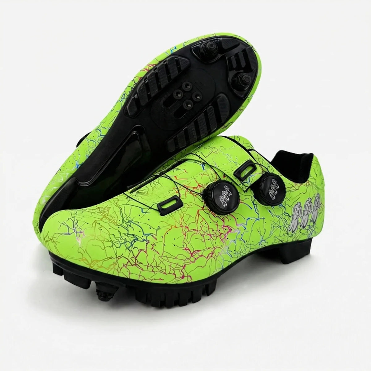 Fahrradschuhe SPD-kompatibel mit Drehverschlusssystem Unisex Radsport MTB Mountainbike Rennrad Weiß Grün Blau | Sansoti