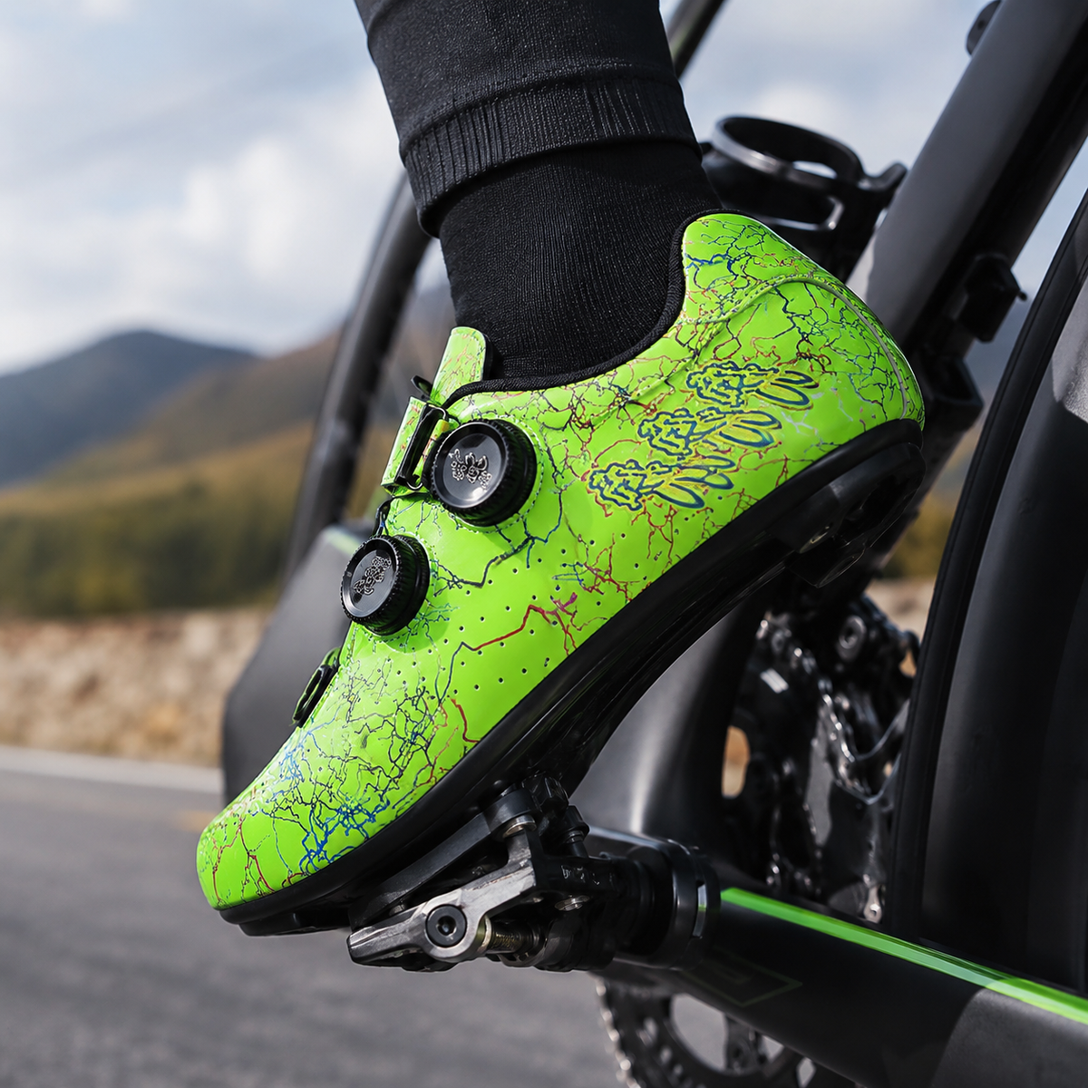 Fahrradschuhe SPD-kompatibel mit Drehverschlusssystem Unisex Radsport MTB Mountainbike Rennrad Weiß Grün Blau | Sansoti