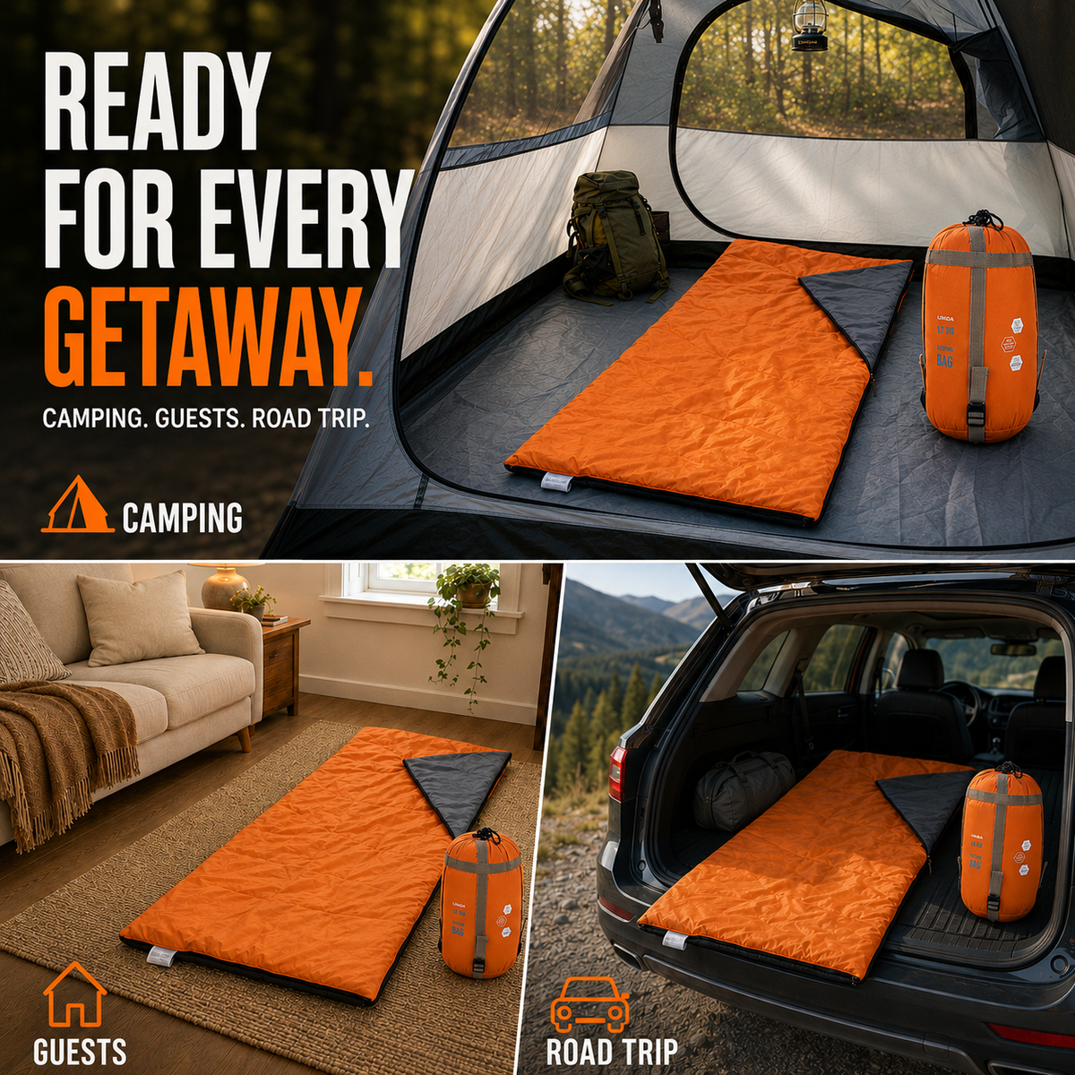 Envelope Ultralight 190x75cm Three-Season Sleeping Bag, Camping, Trekking, Outdoor, Compact Carry Bag, Hiking | Sansoti