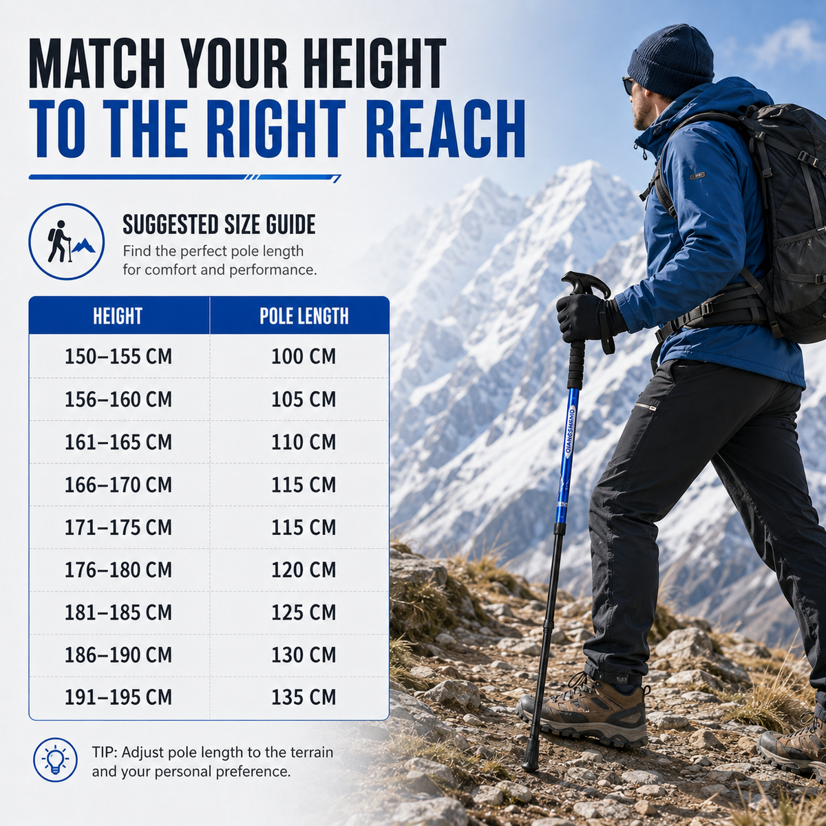 Inklapbare Wandelstok Telescopisch met T-Handgreep voor Trekking Bergwandelen en Outdoor Wandeltochten | Sansoti