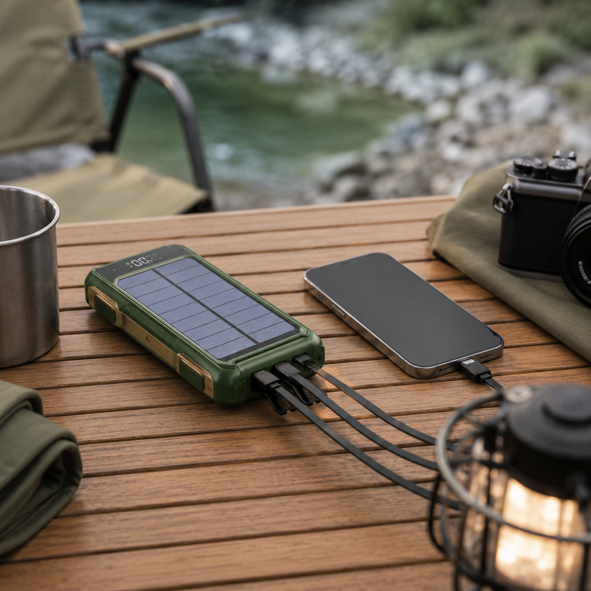 Draagbare Powerbank met Zonnepaneel 10000-20000mAh USB-C Snelladen Wireless Charging Outdoor Camping | Sansoti