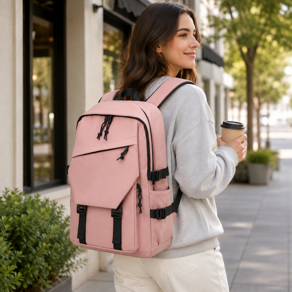 Laptop-Rucksack 15 Zoll mit großem Volumen, Schul-, Arbeits- und Reiserucksack für den Alltag mit gepolsterten Schulterriemen | Sansoti