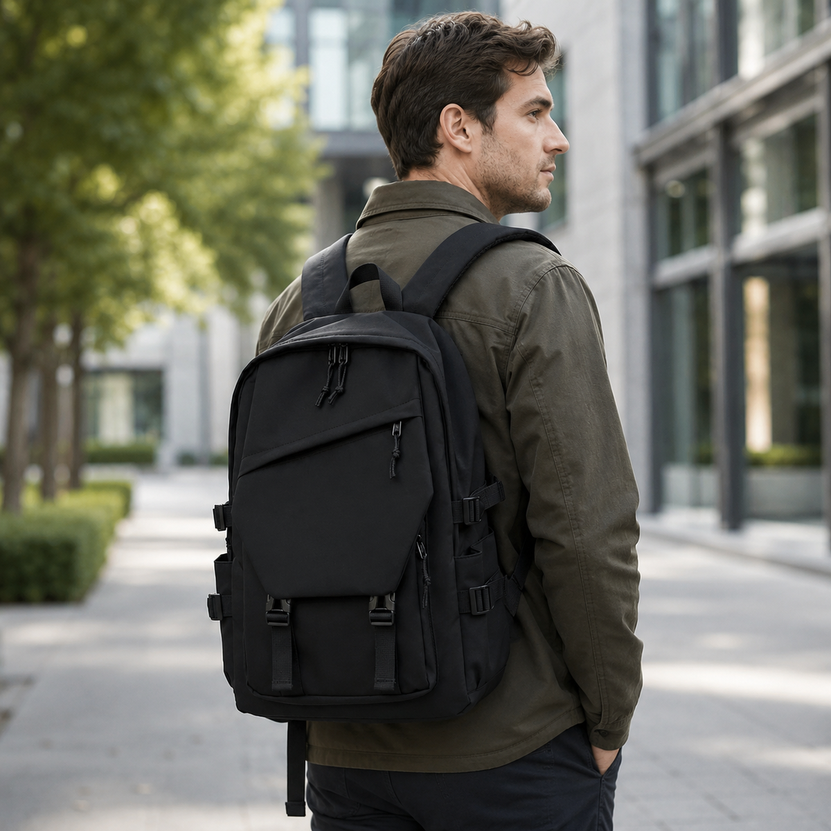 Laptop-Rucksack 15 Zoll mit großem Volumen, Schul-, Arbeits- und Reiserucksack für den Alltag mit gepolsterten Schulterriemen | Sansoti