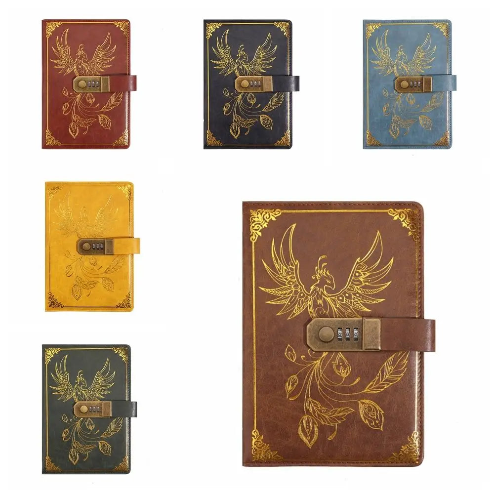 A5 Notebook with Combination Lock Vintage PU Leather 200 Pages Personal Diary Privacy Protection Journal | Sansoti