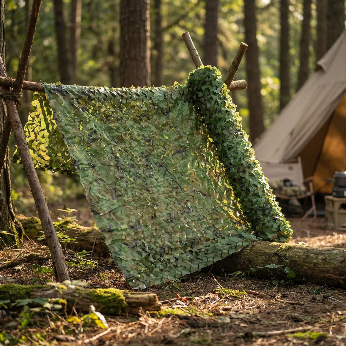Camouflage-Schattennetz auf Rolle aus Nylon-Mesh als Sonnenschutz, Gartenabgrenzung, Abdeckung, Outdoor-, Jagd- und Gartendekoration | Sansoti
