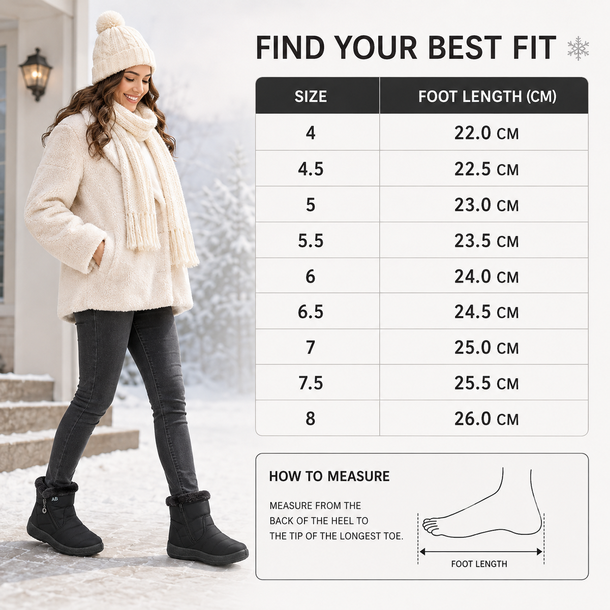 Wasserdichte Winterstiefeletten Damen Warm gefüttert Rutschfeste Sohle Seitlicher Reißverschluss Schneestiefel Bequem Outdoor | Sansoti