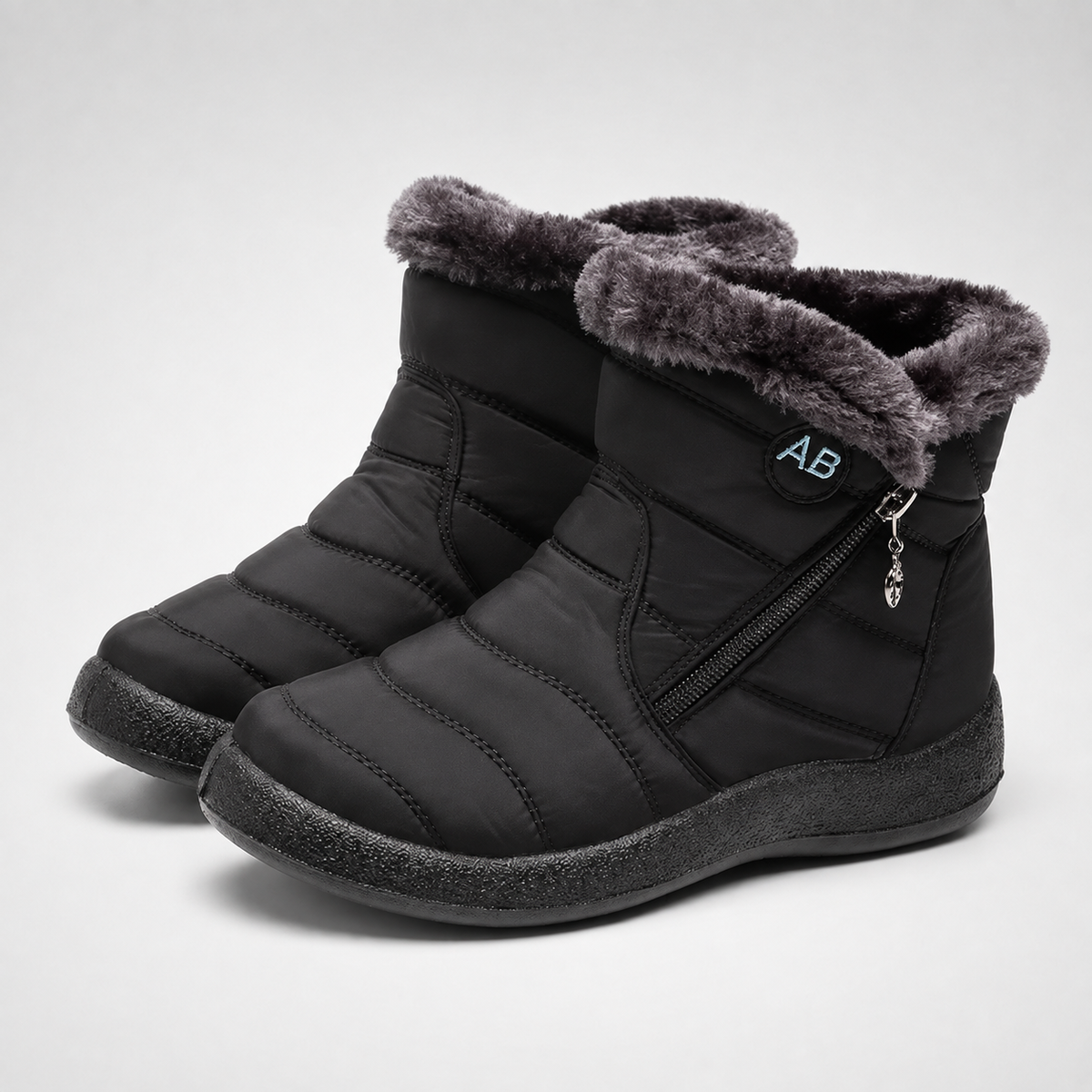 Wasserdichte Winterstiefeletten Damen Warm gefüttert Rutschfeste Sohle Seitlicher Reißverschluss Schneestiefel Bequem Outdoor | Sansoti