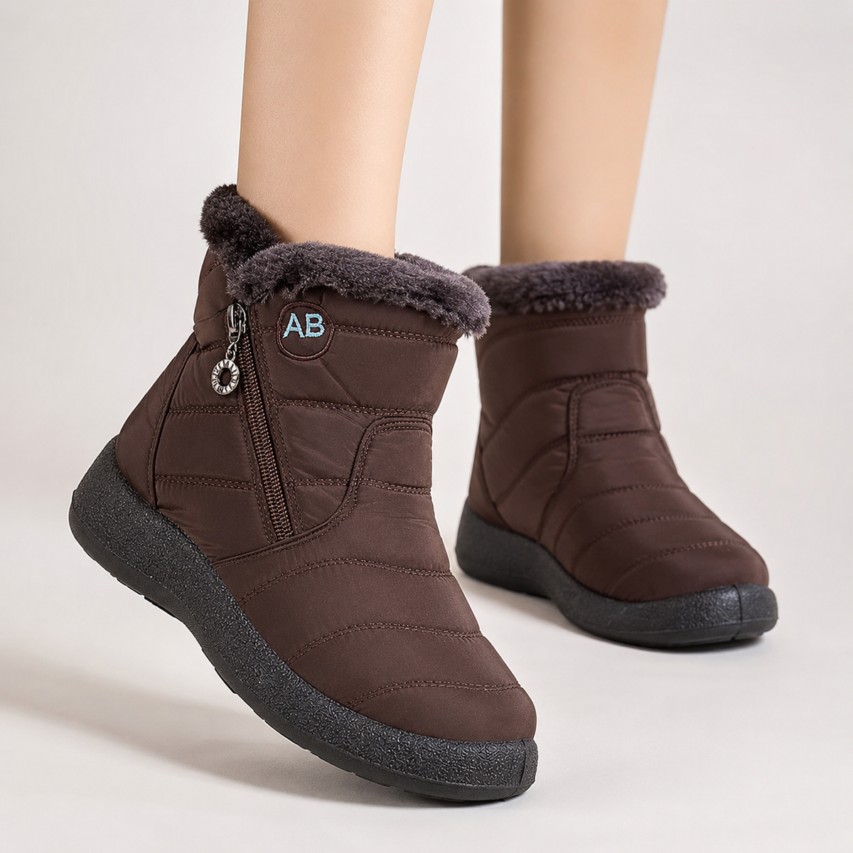 Wasserdichte Winterstiefeletten Damen Warm gefüttert Rutschfeste Sohle Seitlicher Reißverschluss Schneestiefel Bequem Outdoor | Sansoti