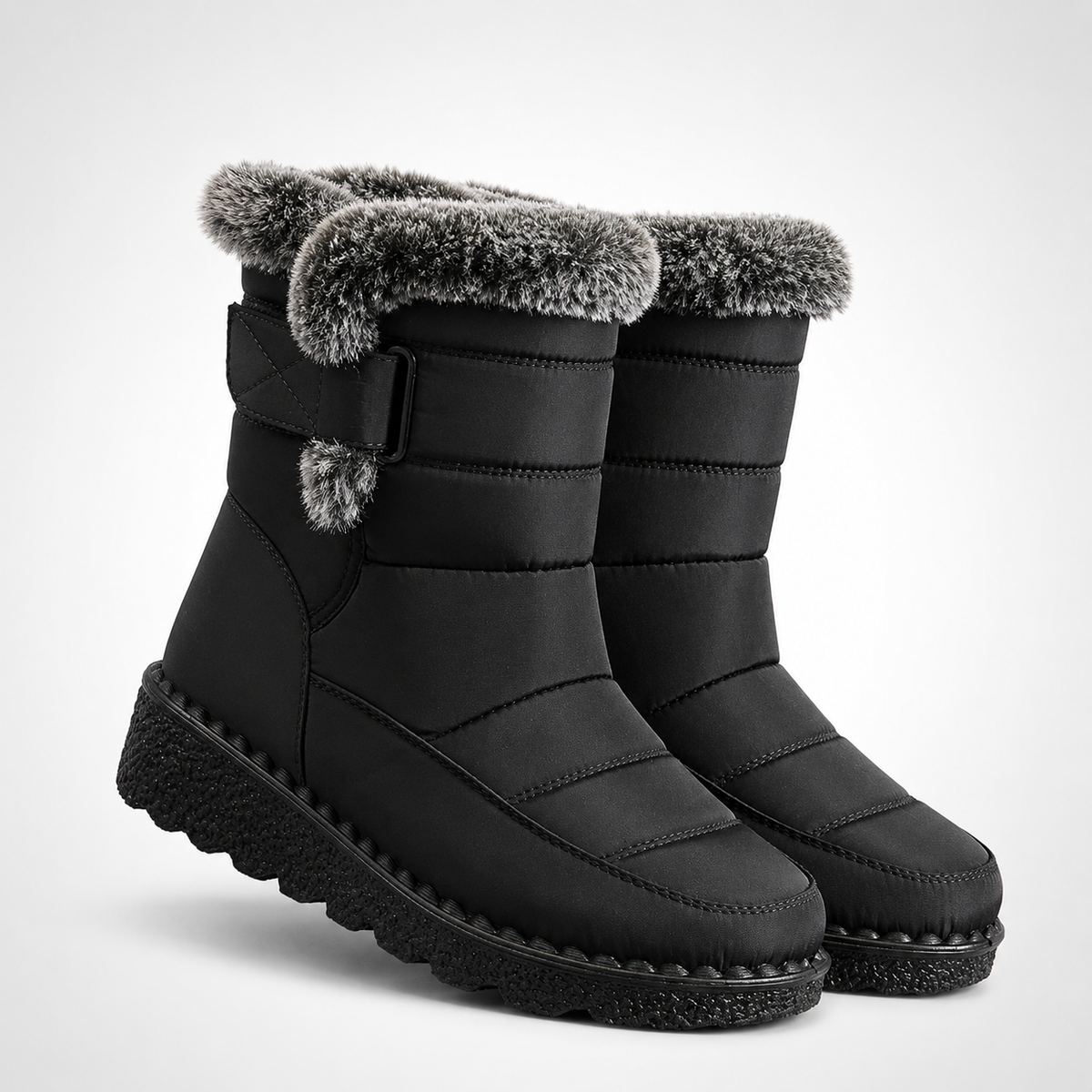 Gefütterte Winterstiefel Damen Wasserabweisend Klettverschluss Rutschfeste Schneestiefel Warm Gefüttert Komfortabel | Sansoti
