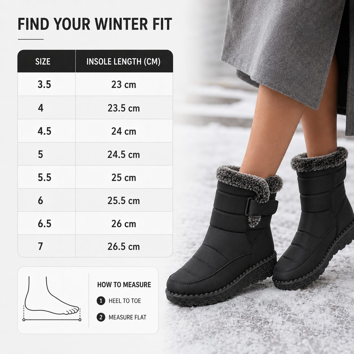 Gefütterte Winterstiefel Damen Wasserabweisend Klettverschluss Rutschfeste Schneestiefel Warm Gefüttert Komfortabel | Sansoti