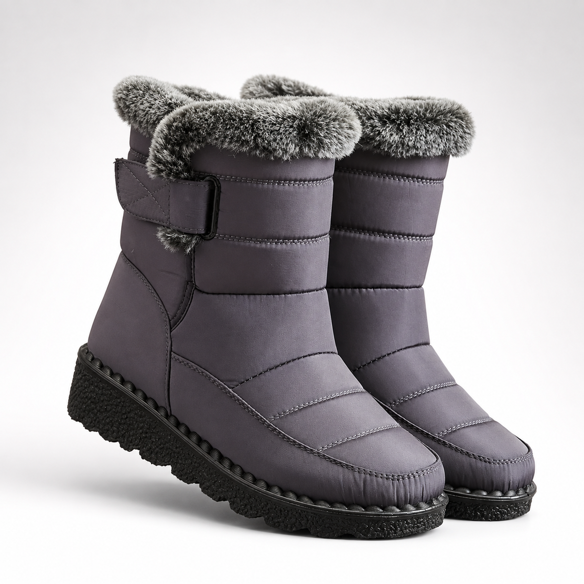 Gefütterte Winterstiefel Damen Wasserabweisend Klettverschluss Rutschfeste Schneestiefel Warm Gefüttert Komfortabel | Sansoti