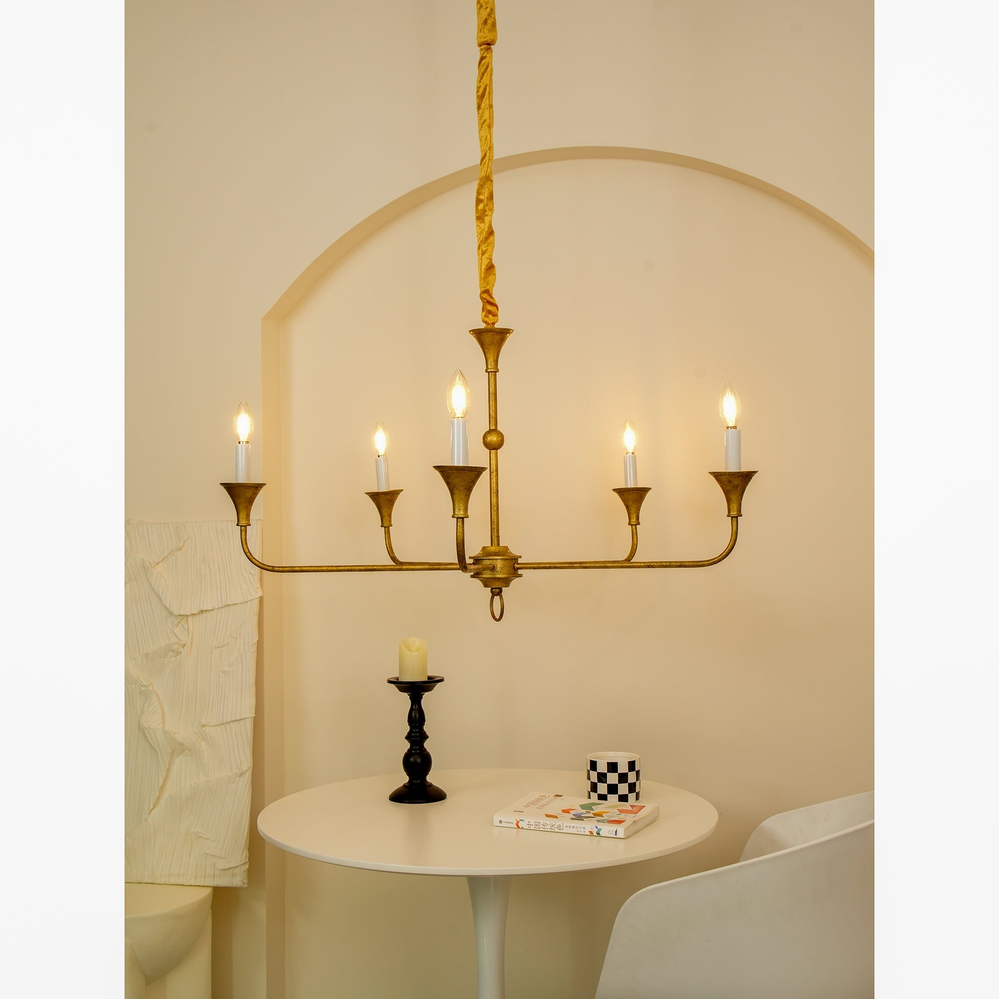 Lampe Bougie Lustre Laiton Métal Or Noir Blanc Nickel Salon Salle à Manger 5 6 Bras Suspension Vintage Lustre Bougies | Restfield