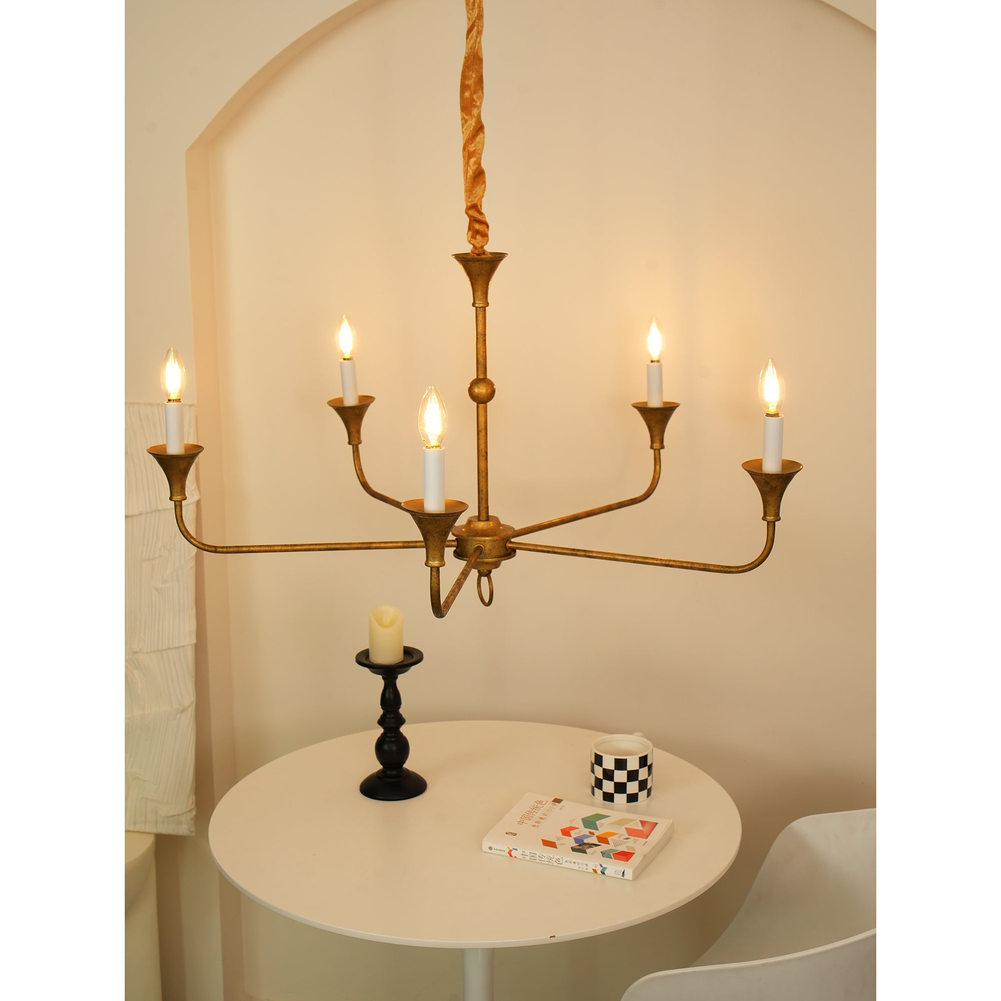 Lampe Bougie Lustre Laiton Métal Or Noir Blanc Nickel Salon Salle à Manger 5 6 Bras Suspension Vintage Lustre Bougies | Restfield