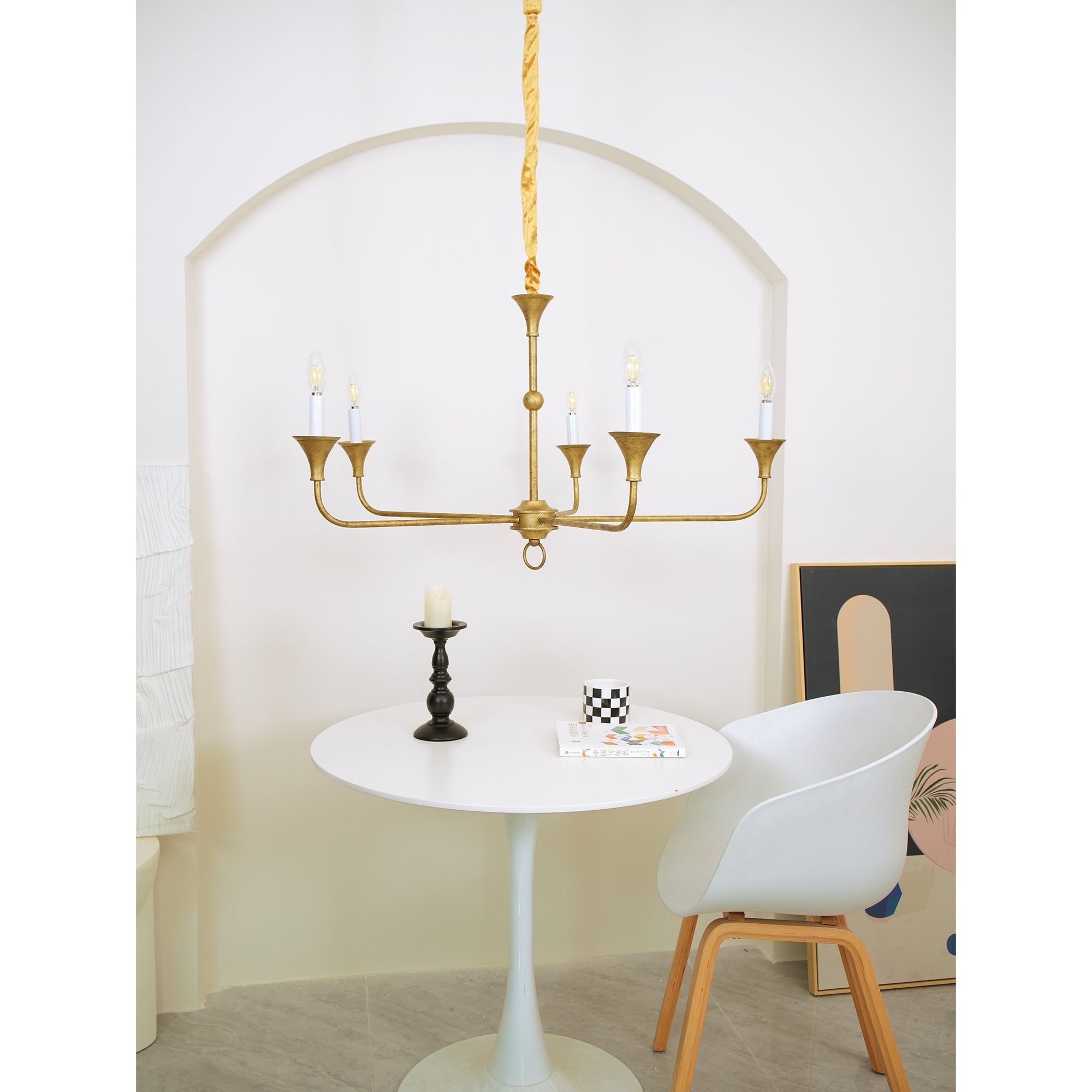 Lampe Bougie Lustre Laiton Métal Or Noir Blanc Nickel Salon Salle à Manger 5 6 Bras Suspension Vintage Lustre Bougies | Restfield