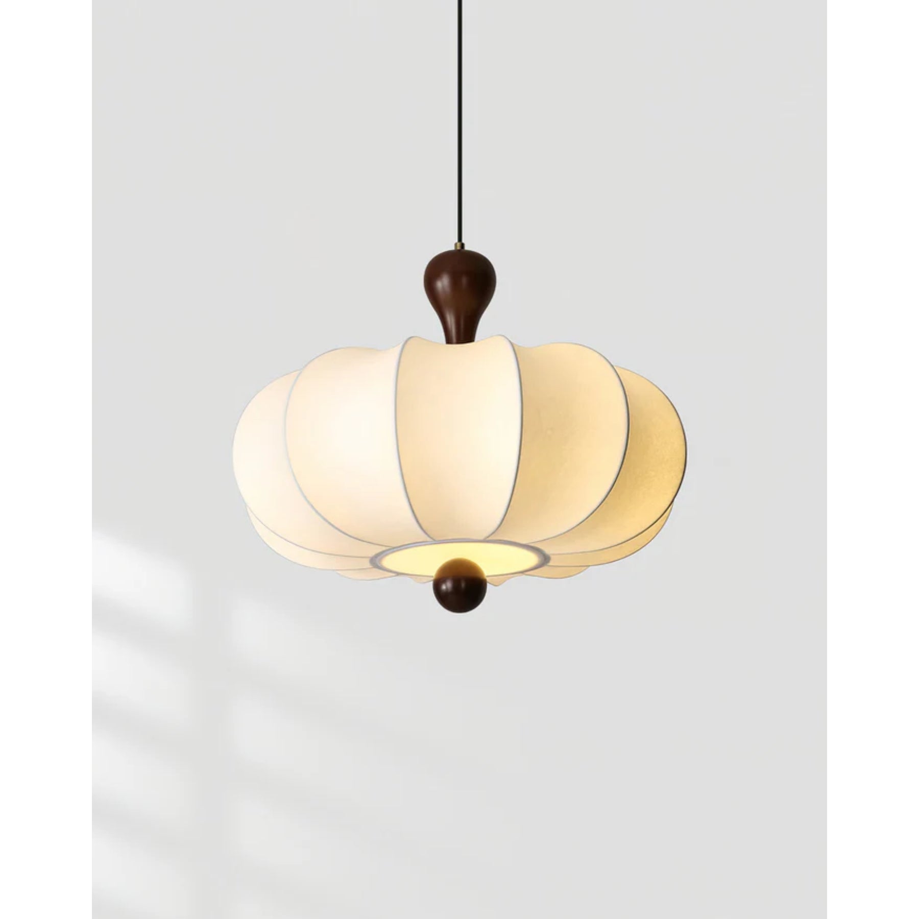 Hanglamp Stof Walnoothout Wit Eettafel Woonkamer Japandi Hanglamp Stoffen Lampionlamp Hal | Sansoti