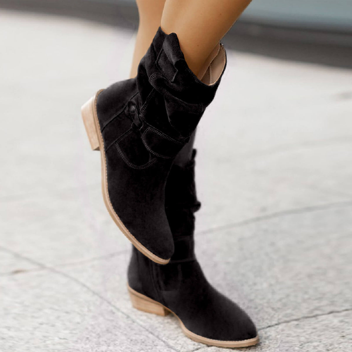 Bottines pour femme aspect daim, semelle souple antidérapante, talon de 3 cm, confortables, automne-hiver, usage quotidien | Sansoti