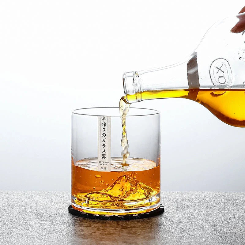 Japans Whiskeyglas met IJsberg Reliëf 300ml Hittebestendig Glas Handgemaakt Tumbler voor Whisky en Cocktails Premium Drinkglas in Houten Geschenkdoos Scandinavische Barware | Sansoti