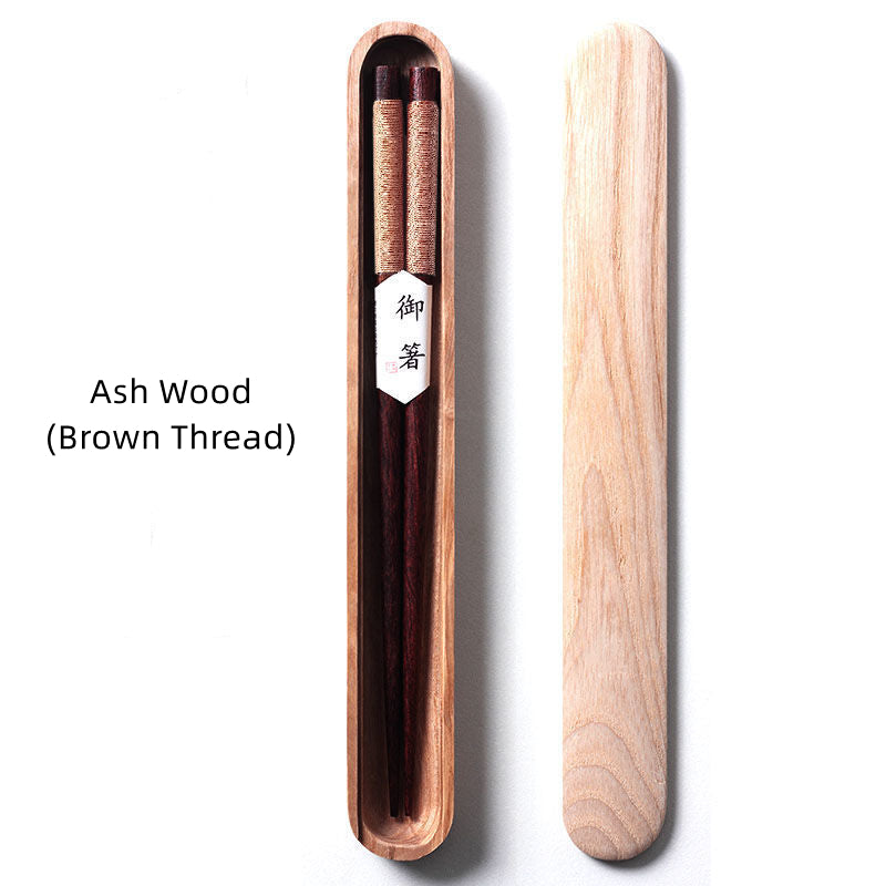 Essstäbchen Schwarz Walnussholz Handgemacht Japan Dekoratives Seil Holz-Geschenkbox | Restfield