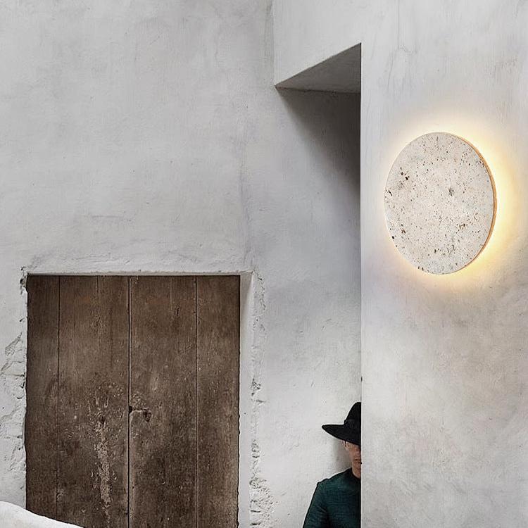 Wandlamp Travertin Rond LED Modern Natuursteen Ø23 Ø30 | Sansoti