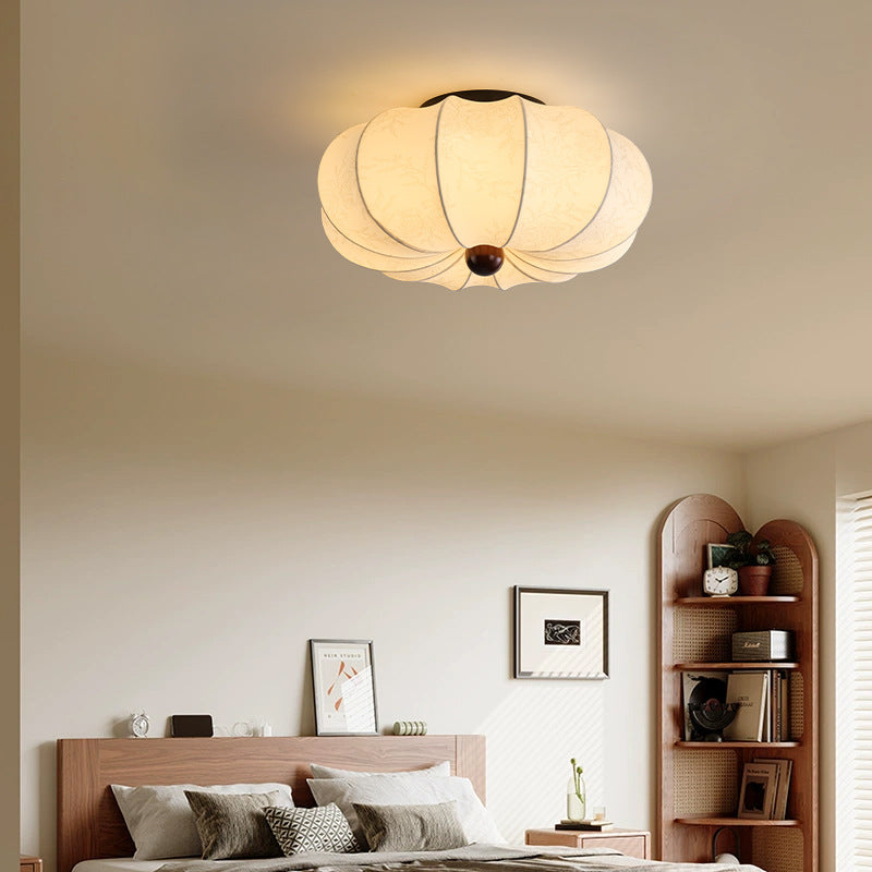 Mittelalterliche Seiden-Deckenleuchte E27 Stoff Weiß Deckenleuchte Wohnzimmer Schlafzimmer Flur Klassische Beleuchtung Rundes Design 40cm 50cm 60cm | Restfield