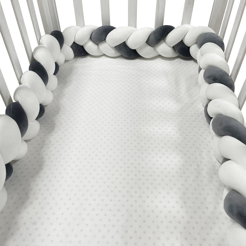 Handgewebter Bettumrandung Babybett 100-500cm Atmungsaktive Baumwolle Schutz fürs Babyzimmer Sicher Weich Verschiedene Farben | Sansoti