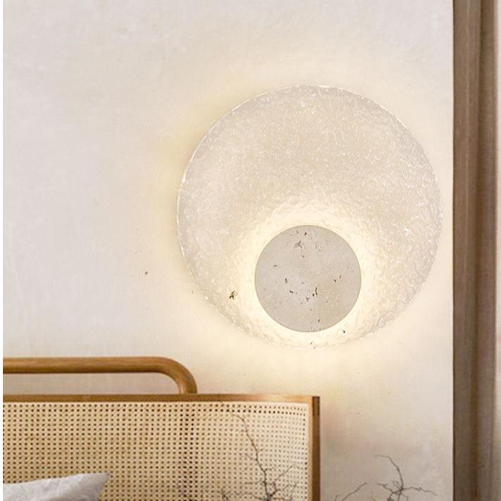 Wandlamp Travertijn Acryl Rond LED Minimalistisch Japandi Ø30 Slaapkamer Hal | Sansoti