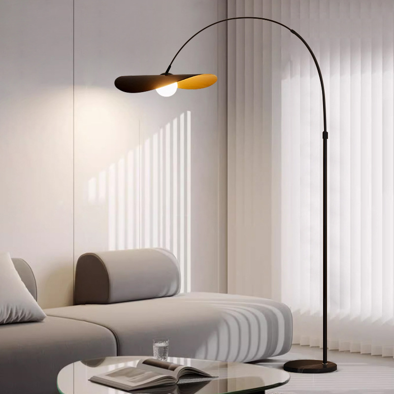 Bogen-Stehleuchte LED Eisen Acryl Schwarz Wohnzimmer Leseecke Stehlampe Minimalistisch Wabi Sabi Bogenlampe Modernes Interieur | Restfield
